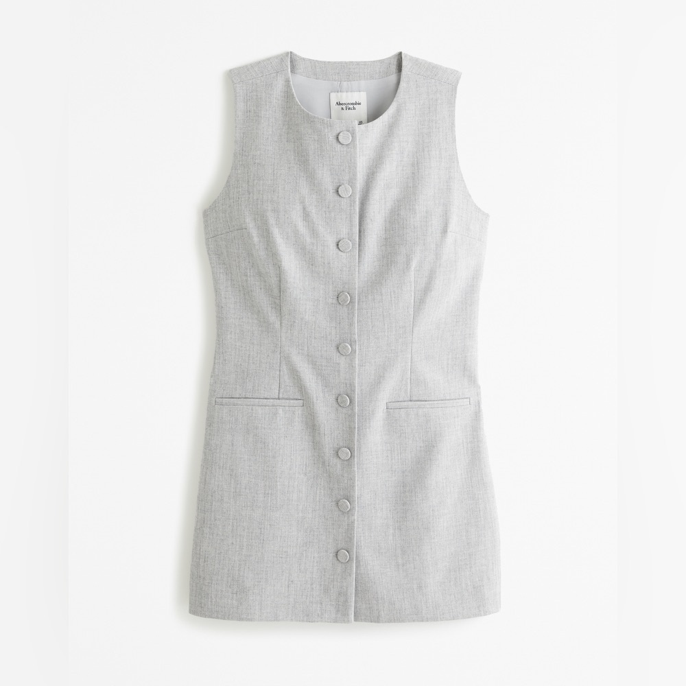 Abercrombie & Fitch Gray Sheath Dress with Mandarin Collar